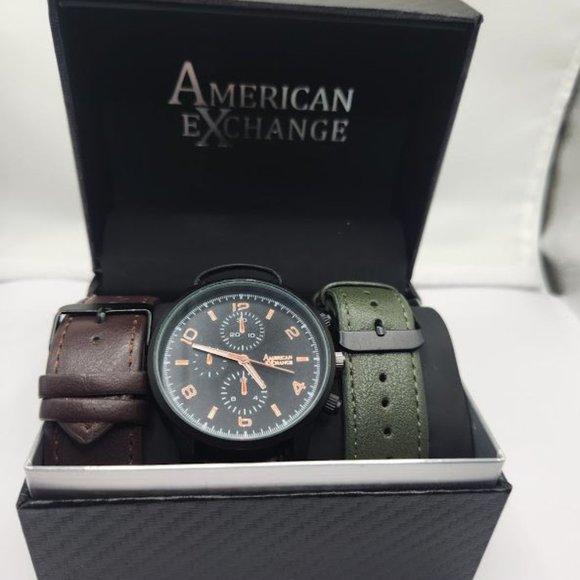 New American Exchange Mens interchangeable triple band watch gift set - Picture 1 of 4